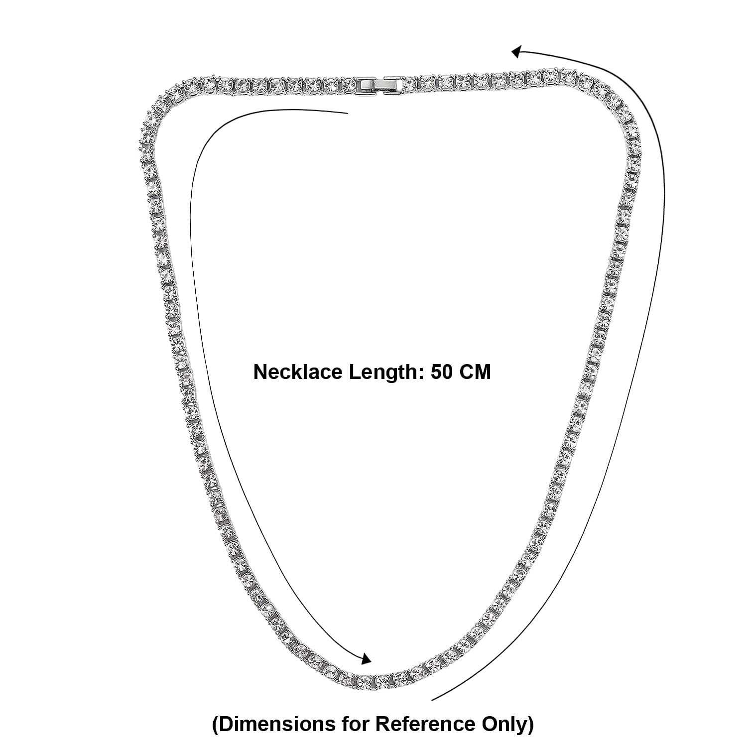Set of 2 - White Crystal Tennis Necklace (Size - 20) &amp; Bracelet (Size - 7.5) in Silver Tone V32516665 7