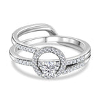 Set of 2 - White Diamond Ring in Rhodium Overlay Sterling Silver