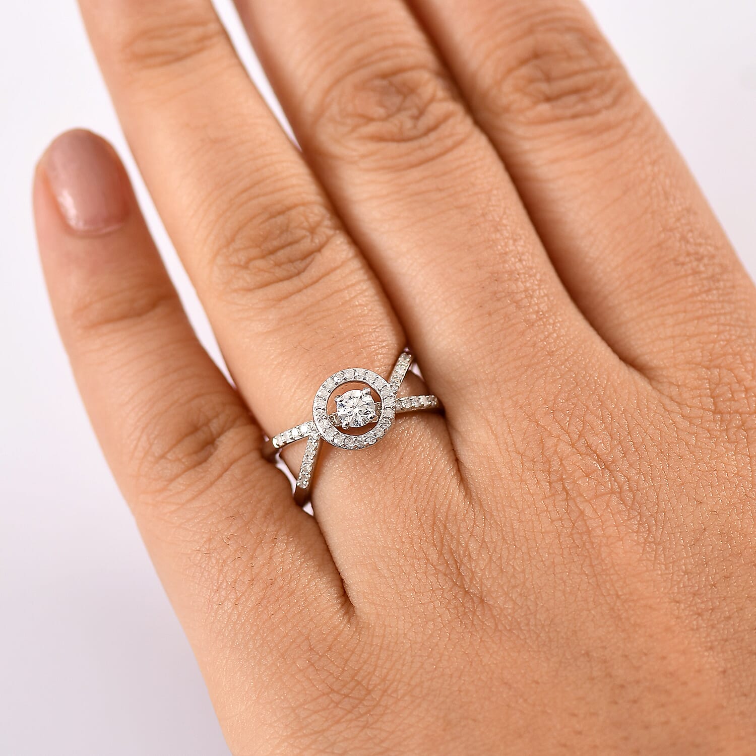 Set of 2 - White Diamond Ring in Rhodium Overlay Sterling Silver V32532555 3
