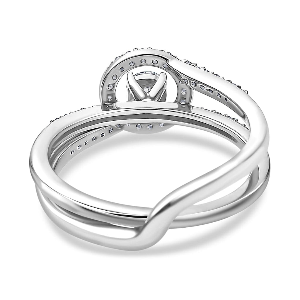 Set of 2 - White Diamond Ring in Rhodium Overlay Sterling Silver