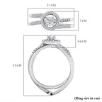 Set of 2 - White Diamond Ring in Rhodium Overlay Sterling Silver