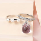 GP- Set of 2 - Pink Amethyst, White Pearl and Natural Zircon Ring in Platinum Overlay Sterling Silver 9.83 Ct, Silver Wt. 9.00 Gms