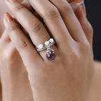 GP- Set of 2 - Pink Amethyst, White Pearl and Natural Zircon Ring in Platinum Overlay Sterling Silver 9.83 Ct, Silver Wt. 9.00 Gms