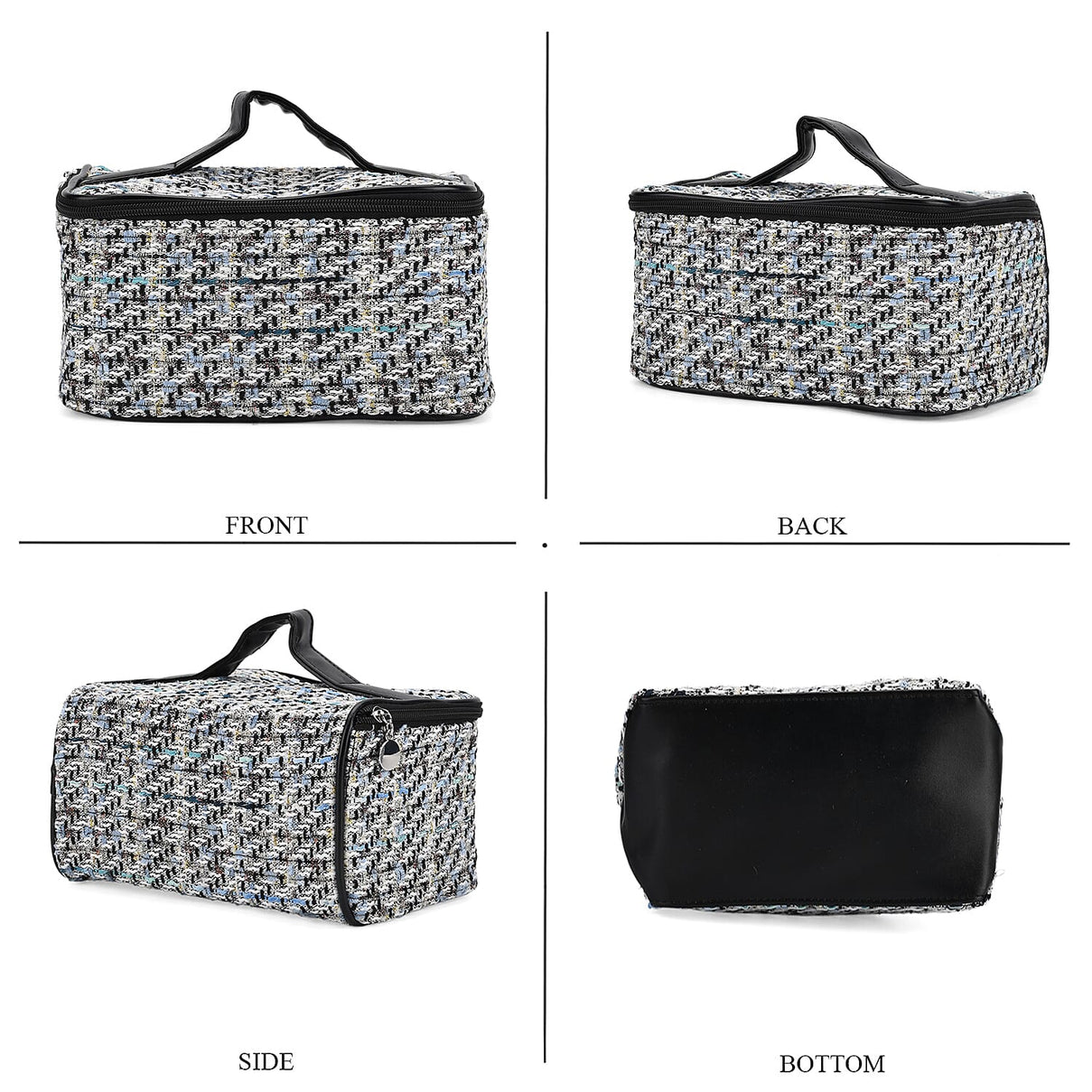 Set of 2 Woven Pattern Cosmetic Makeup Bags - White &amp; Black 8197749 4