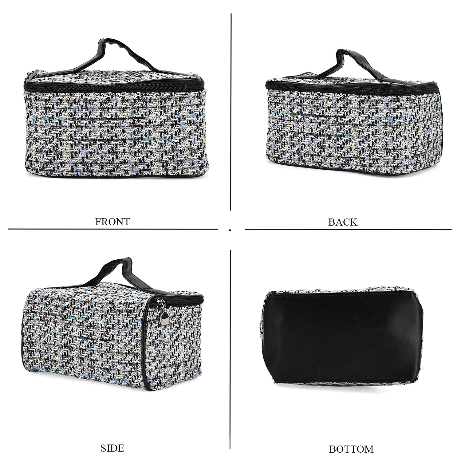 Set of 2 Woven Pattern Cosmetic Makeup Bags - White &amp; Black 8197749 4
