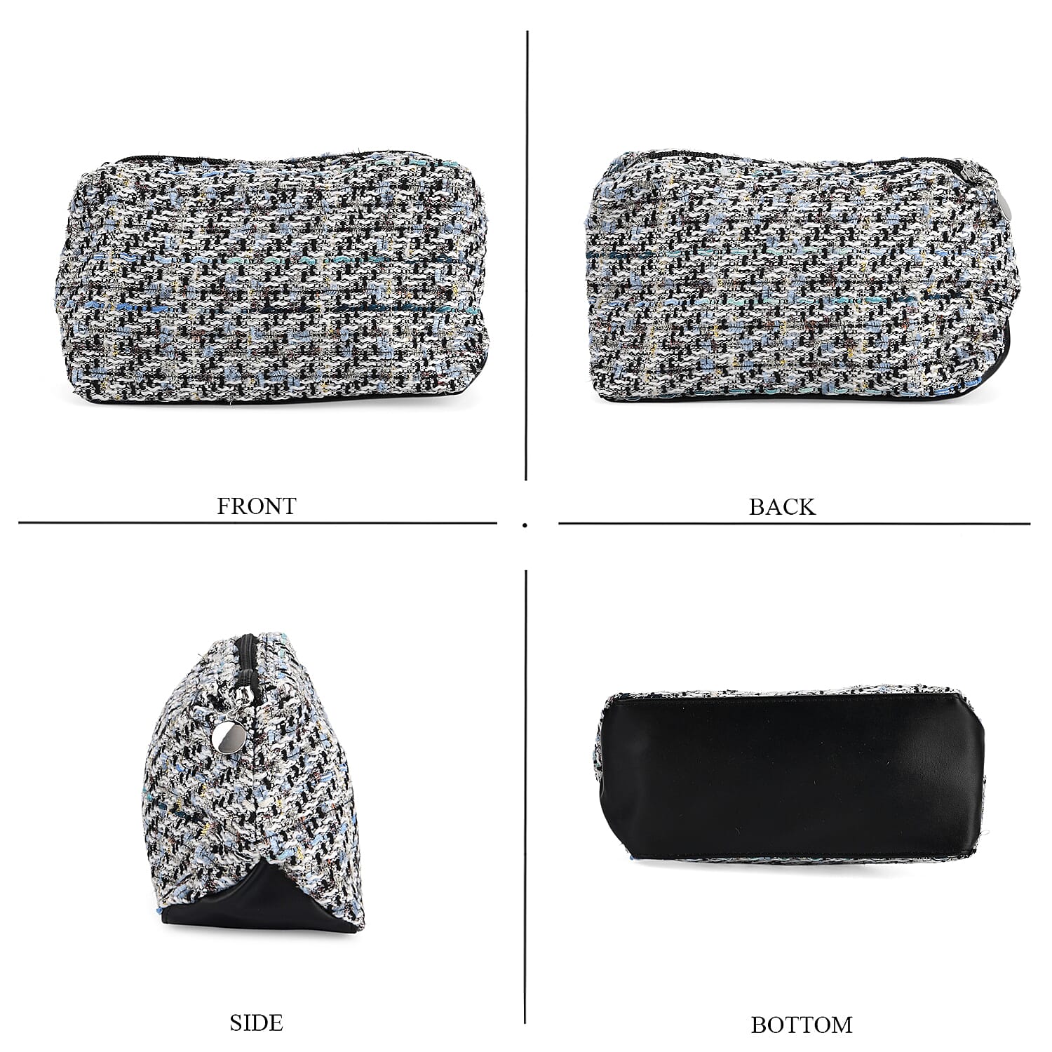 Set of 2 Woven Pattern Cosmetic Makeup Bags - White &amp; Black 8197749 6