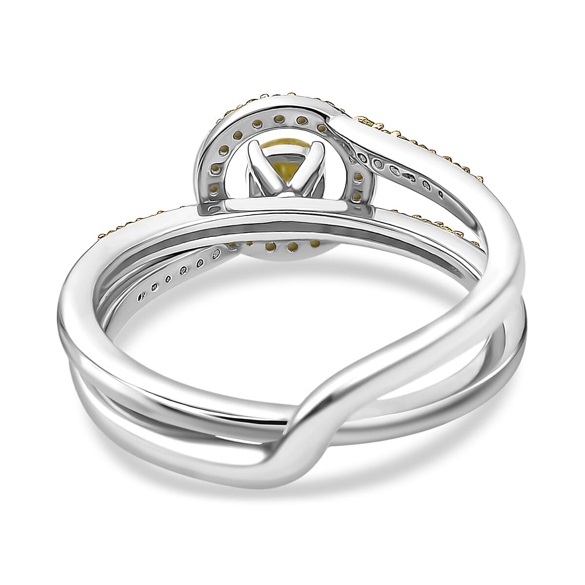 Set of 2 - Yellow Diamond Ring in Rhodium Overlay Sterling Silver 4324887 5