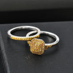 Set of 2 Yellow Diamond Stackable Ring in Rhodium Overlay Sterling Silver 0.50 Ct.