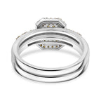 Set of 2 Yellow Diamond Stackable Ring in Rhodium Overlay Sterling Silver 0.50 Ct.