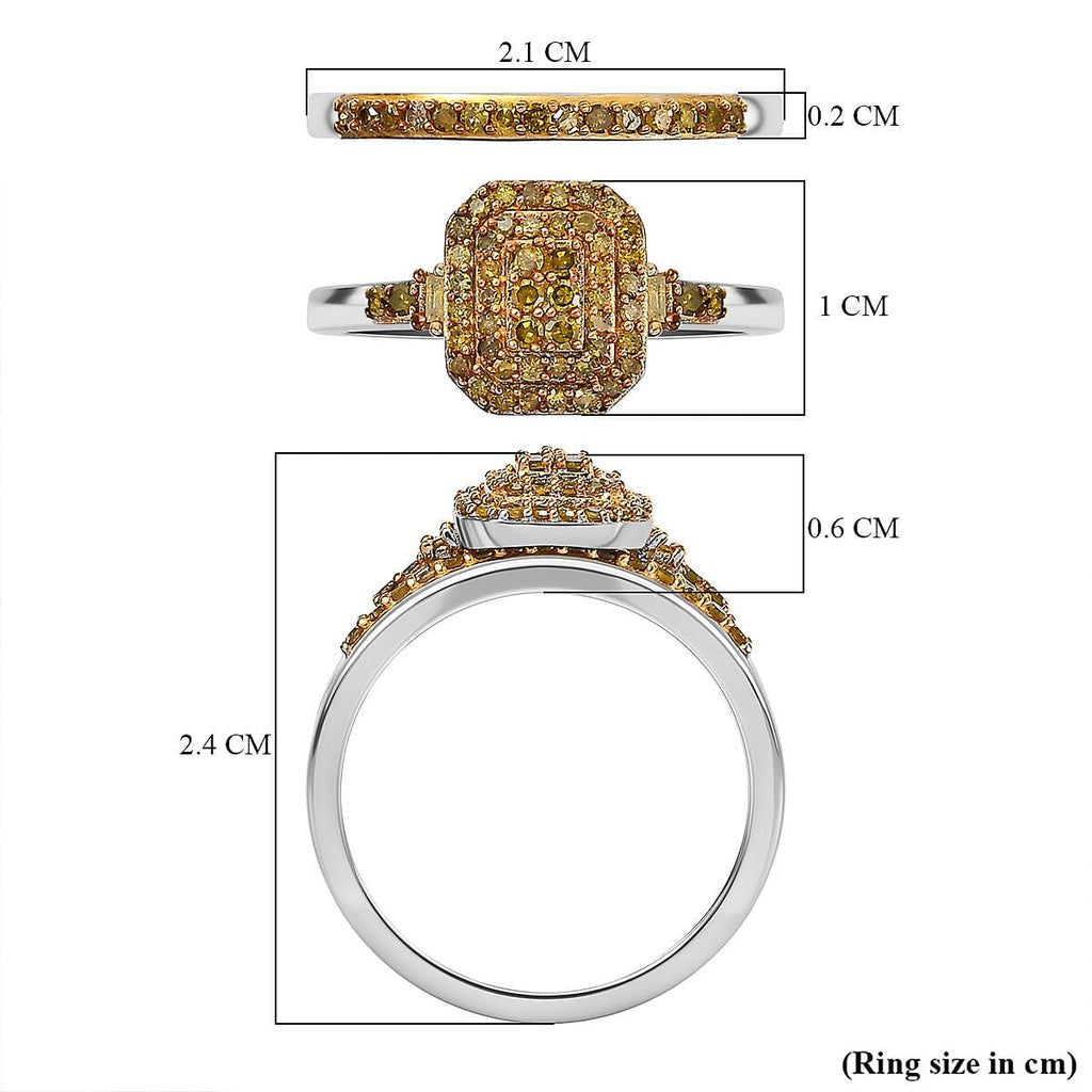 Set of 2 Yellow Diamond Stackable Ring in Rhodium Overlay Sterling Silver 0.50 Ct.
