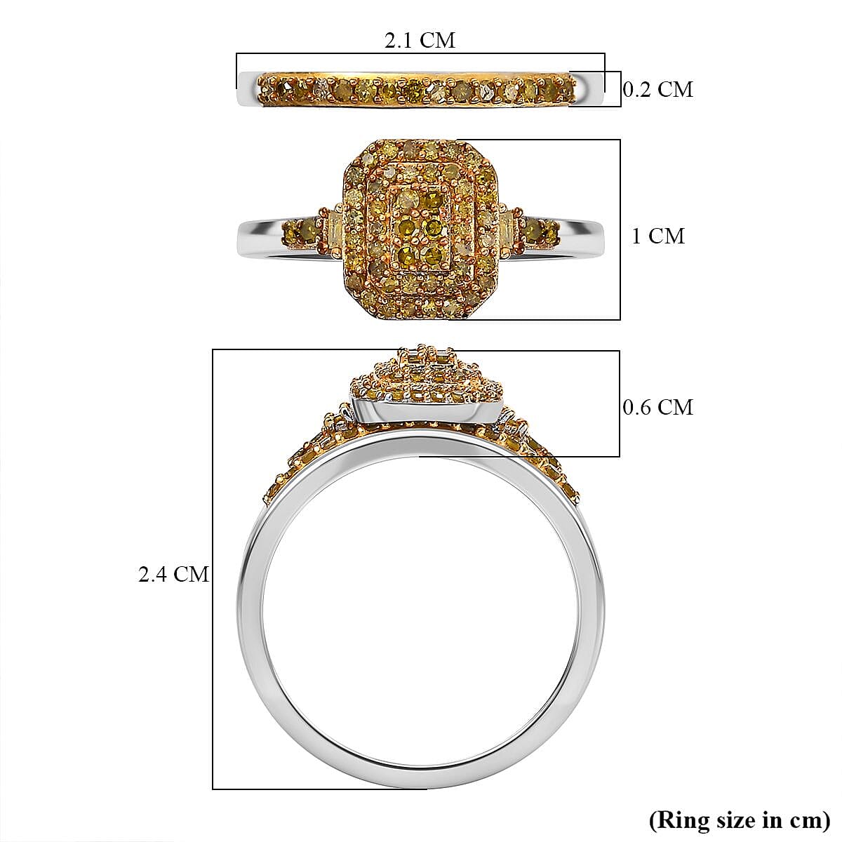 Set of 2 Yellow Diamond Stackable Ring in Rhodium Overlay Sterling Silver 0.50 Ct. 4324601 11