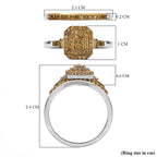 Set of 2 Yellow Diamond Stackable Ring in Rhodium Overlay Sterling Silver 0.50 Ct.