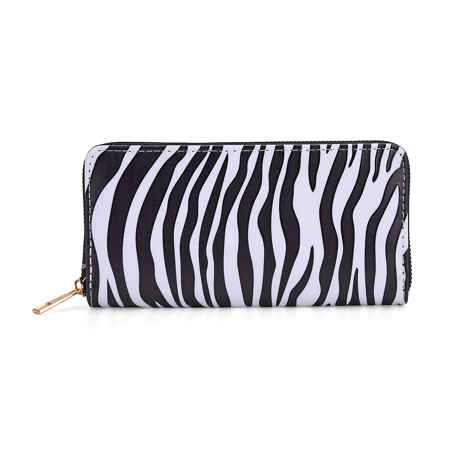 Set of 2- Zebra Print Zip-Around Wallet &amp; Purse - Black &amp; White 8131614 4