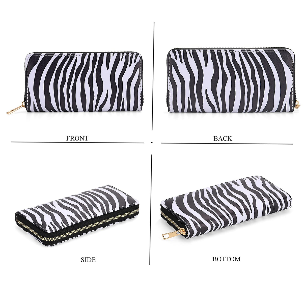 Set of 2- Zebra Print Zip-Around Wallet &amp; Purse - Black &amp; White 8131614 5