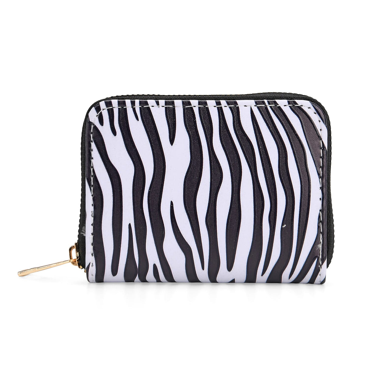Set of 2- Zebra Print Zip-Around Wallet &amp; Purse - Black &amp; White 8131614 7