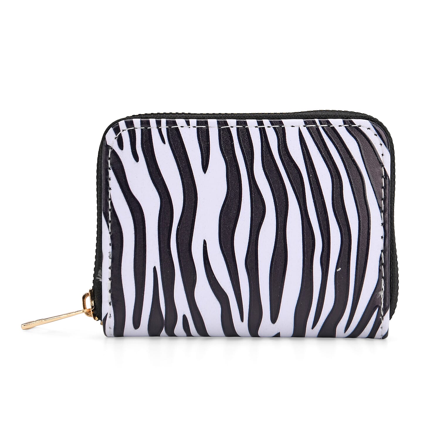 Set of 2- Zebra Print Zip-Around Wallet &amp; Purse - Black &amp; White 8131614 7