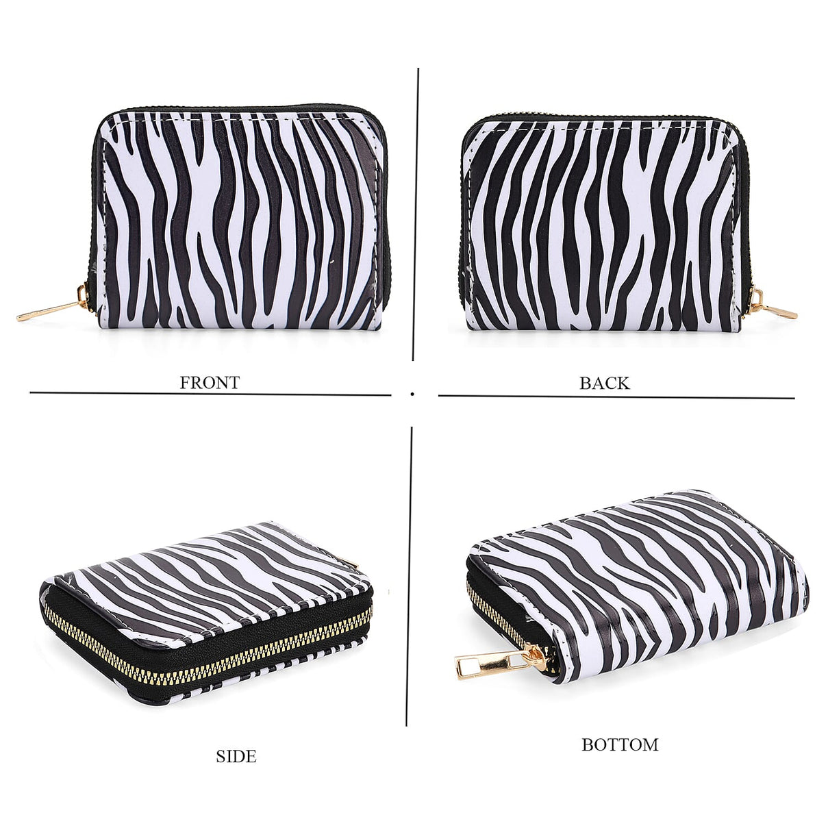 Set of 2- Zebra Print Zip-Around Wallet &amp; Purse - Black &amp; White 8131614 8