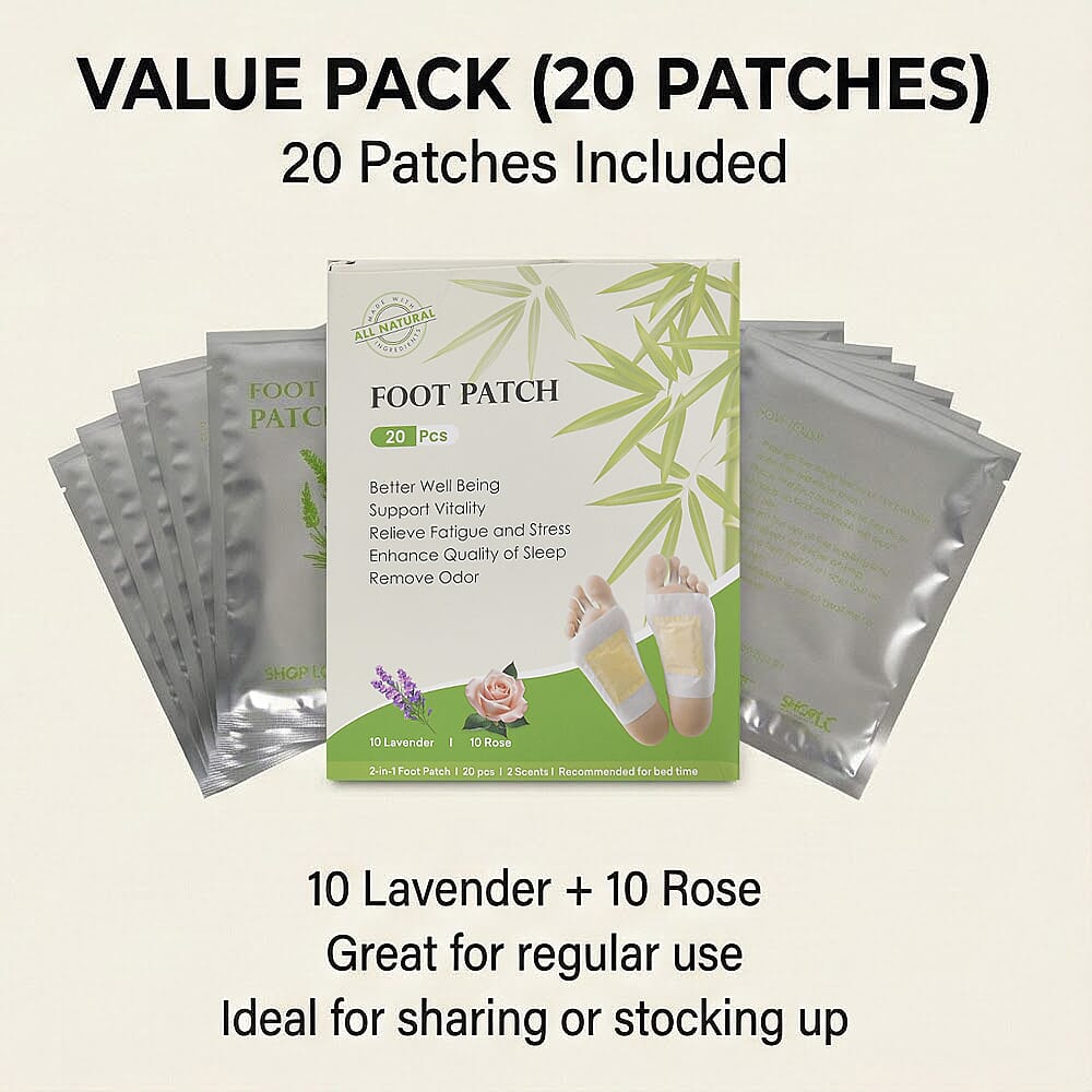 Set of 20 Detox Foot Patches with Lavender and Rose 7803843 2