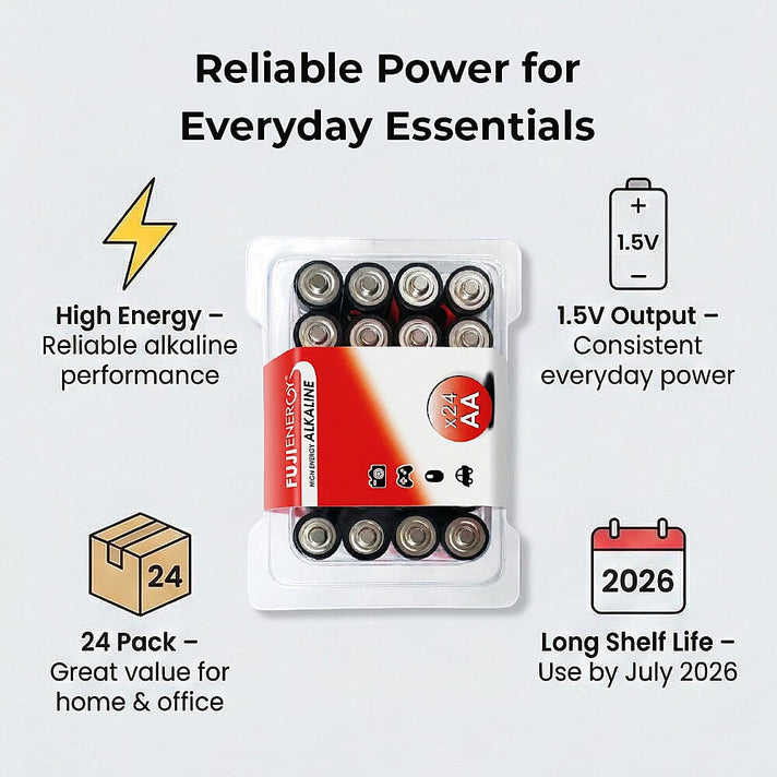 Set of 24 Fuji Energy AA High Energy Alkaline Batteries (Use by May 2026) 7562934 2