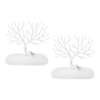 Set of 2 - Deer Tree Shaped Jewellery Display Organiser (Size 25x23x12 cm) - White