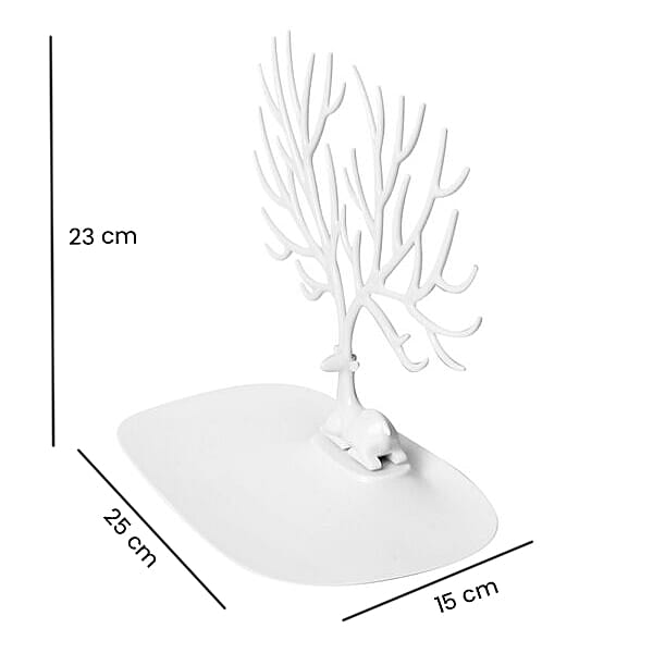 Set of 2pc Deer Design Jewellery Stand - White 6039303 4