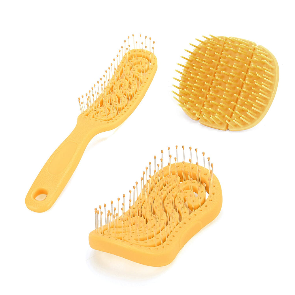 Set of 3 Detangling Hair Brush - Yellow