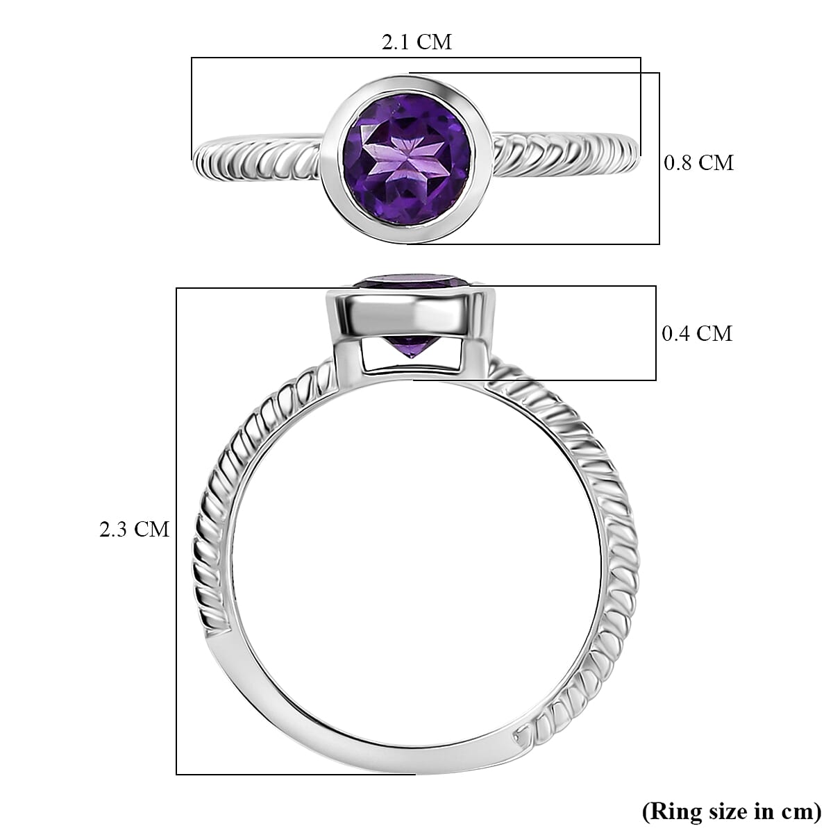 Set of 3 - African Amethyst, Sky blue Topaz and White Zircon Stackable Ring in Rhodium Overlay Sterling Silver 2.71 Ct. 4423801 8