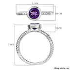 Set of 3 - African Amethyst, Skyblue Topaz & White Zircon Stackable Ring in Rhodium Overlay Sterling Silver 2.72 Ct, Silver Wt. Wt. 6.51 Gms.