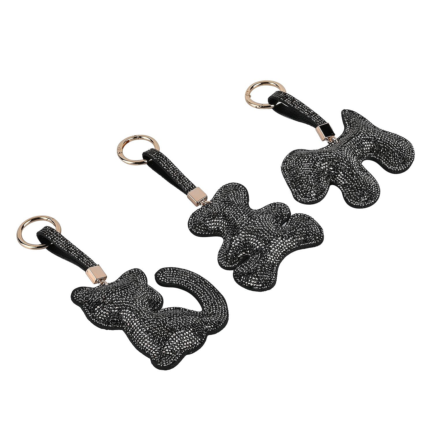 Set of 3 Crystal Animal Keychain (Pattern- Dog, Cat &amp; Bear) - Black 7582590 2