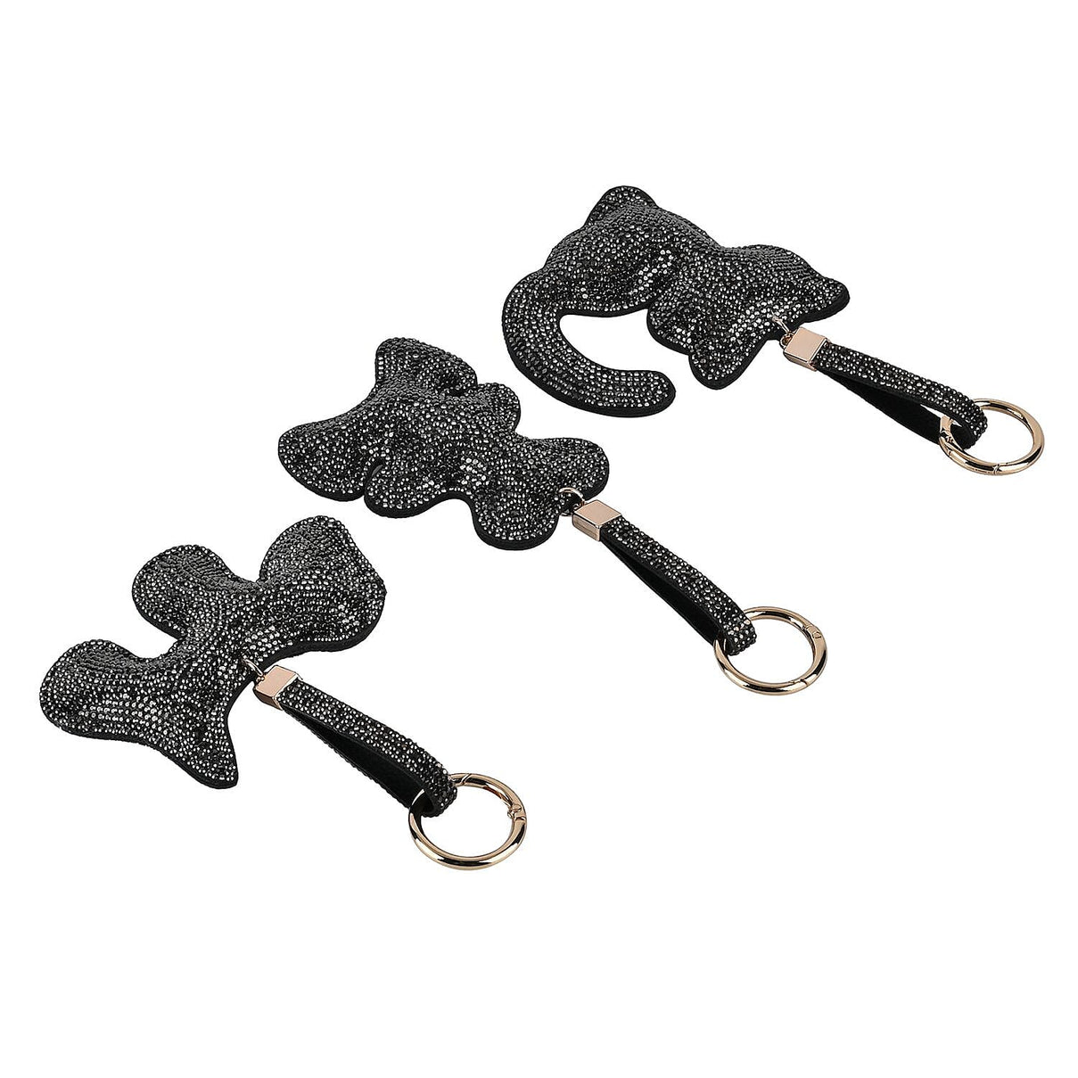 Set of 3 Crystal Animal Keychain (Pattern- Dog, Cat &amp; Bear) - Black 7582590 3