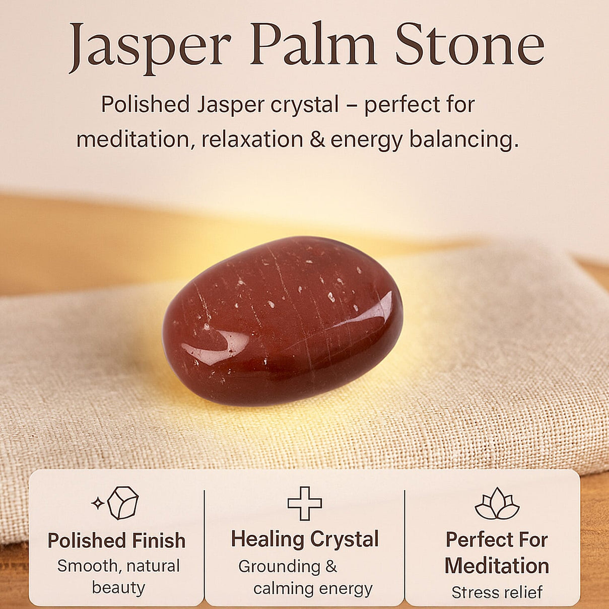 Set of 3 Beautiful Jasper Gift Set: Crystal Palm Stone, Beaded Bracelet, Gem Pen - Red V32516348 4