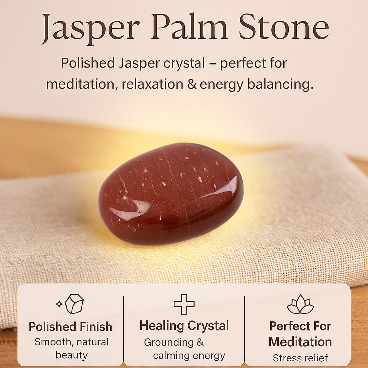 Set of 3 Beautiful Jasper Gift Set: Crystal Palm Stone, Beaded Bracelet, Gem Pen - Red V32516348 4
