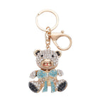 Set of 3 - Black & Pink Crystal, Orange Cubic Zirconia Enamelled Key Chain