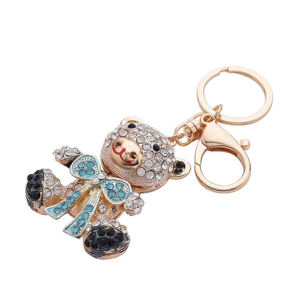 Set of 3 - Black & Pink Crystal, Orange Cubic Zirconia Enamelled Key Chain