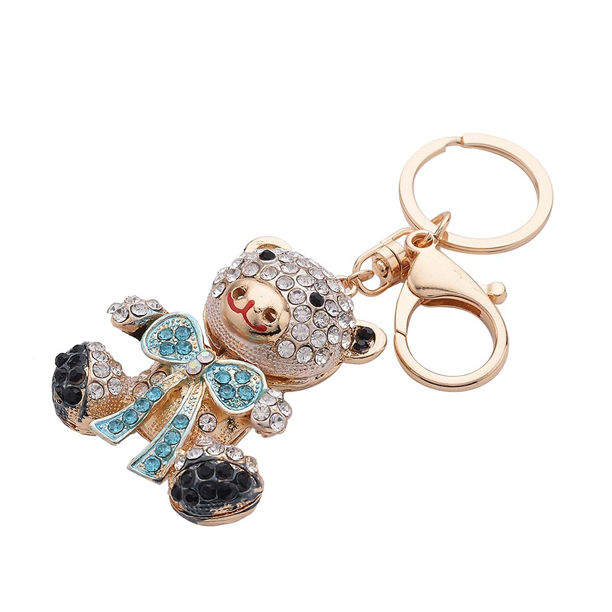 Set of 3 - Black &amp; Pink Crystal, Orange Cubic Zirconia Enamelled Key Chain V32698803 6