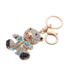 Set of 3 - Black & Pink Crystal, Orange Cubic Zirconia Enamelled Key Chain