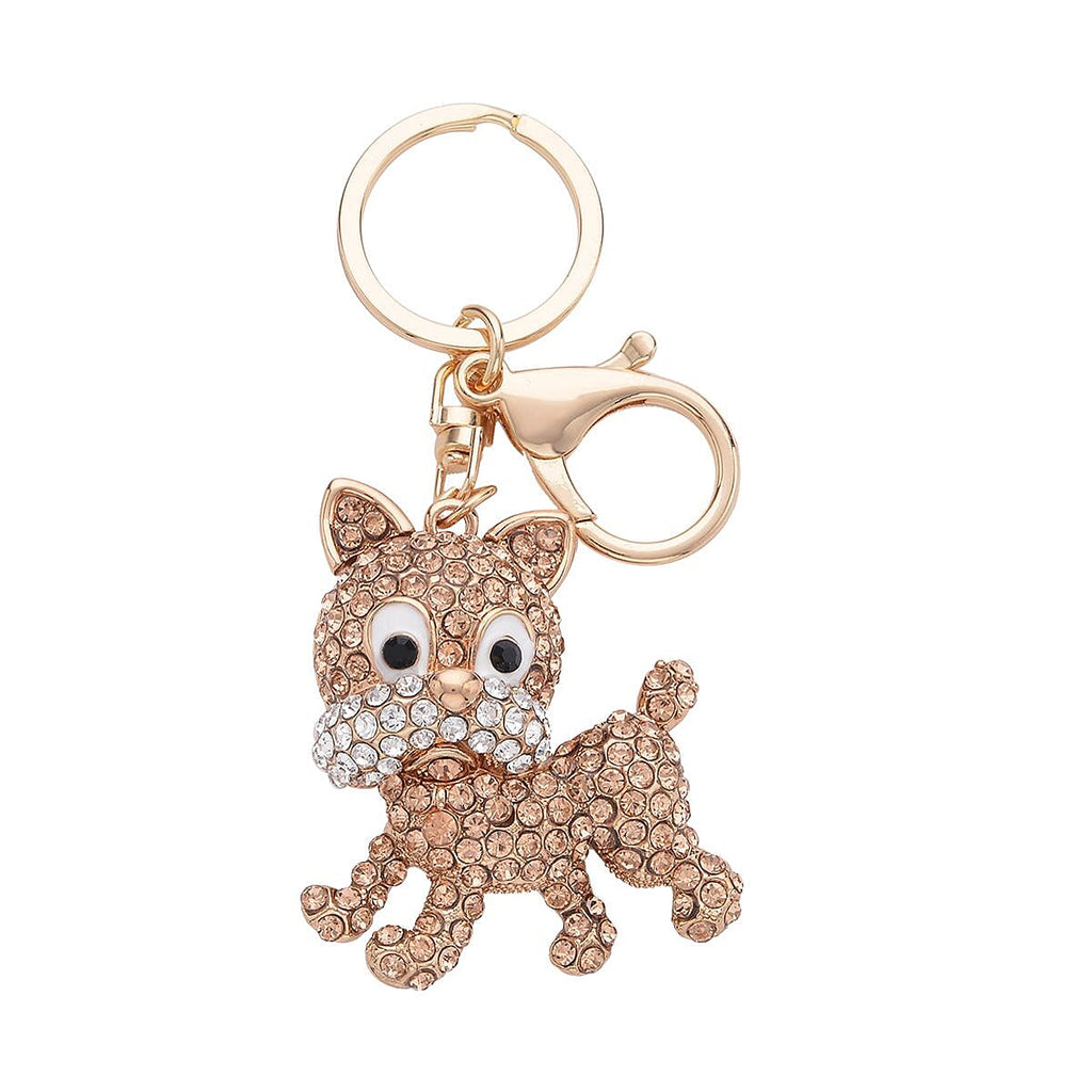 Set of 3 - Black & Pink Crystal, Orange Cubic Zirconia Enamelled Key Chain