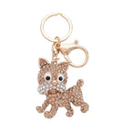 Set of 3 - Black & Pink Crystal, Orange Cubic Zirconia Enamelled Key Chain