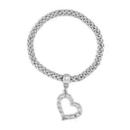 Set of 3 - White Austrian Crystal Heart Charms Bracelet (Size 7.5)
