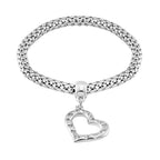 Set of 3 - White Austrian Crystal Heart Charms Bracelet (Size 7.5)