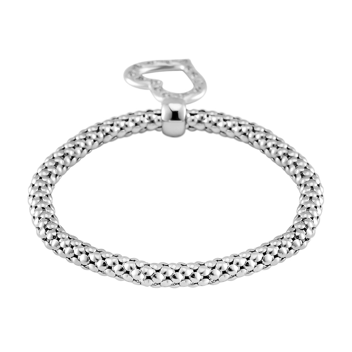 Set of 3 - White Austrian Crystal Heart Charms Bracelet (Size 7.5) 4289651 4