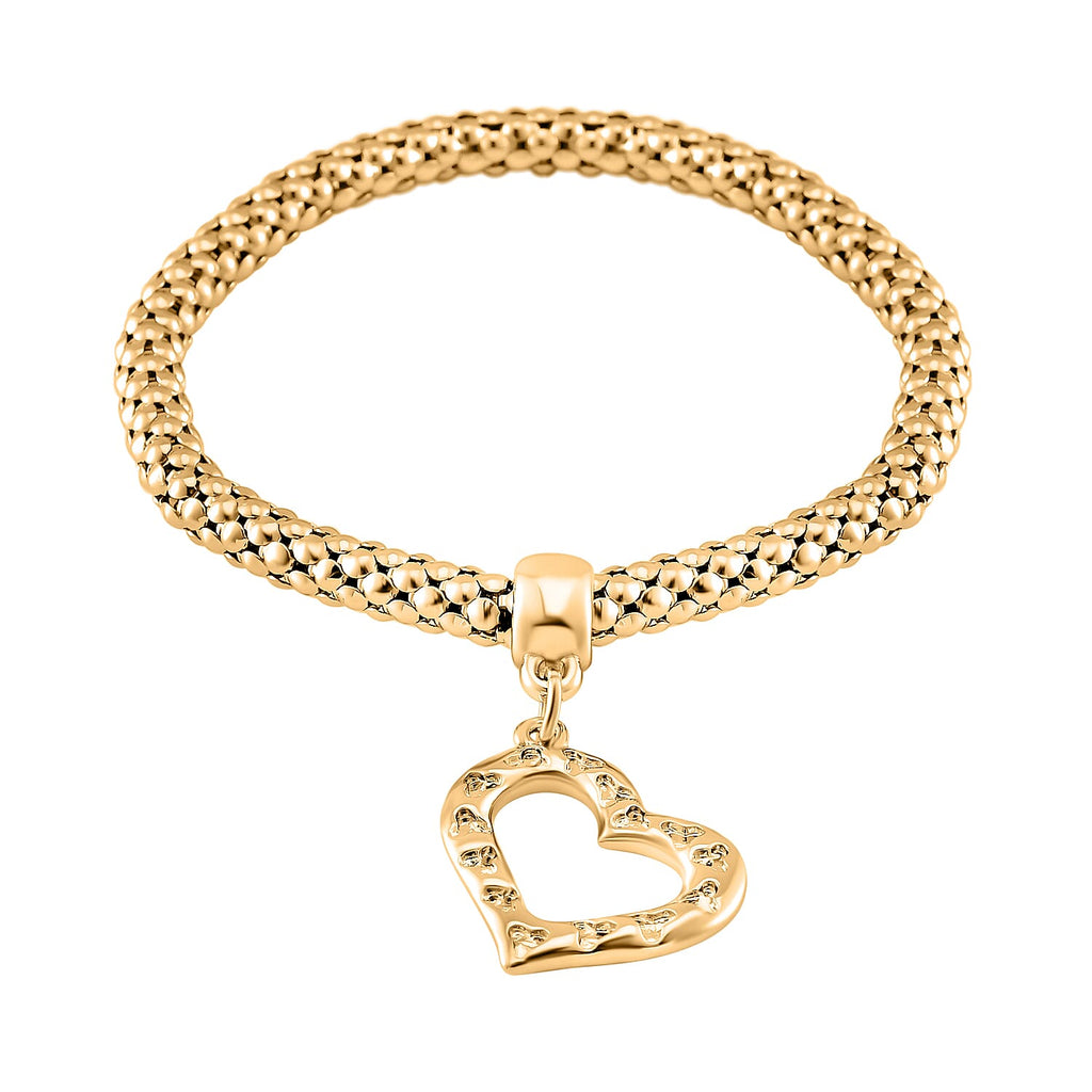 Set of 3 - White Austrian Crystal Heart Charms Bracelet (Size 7.5)
