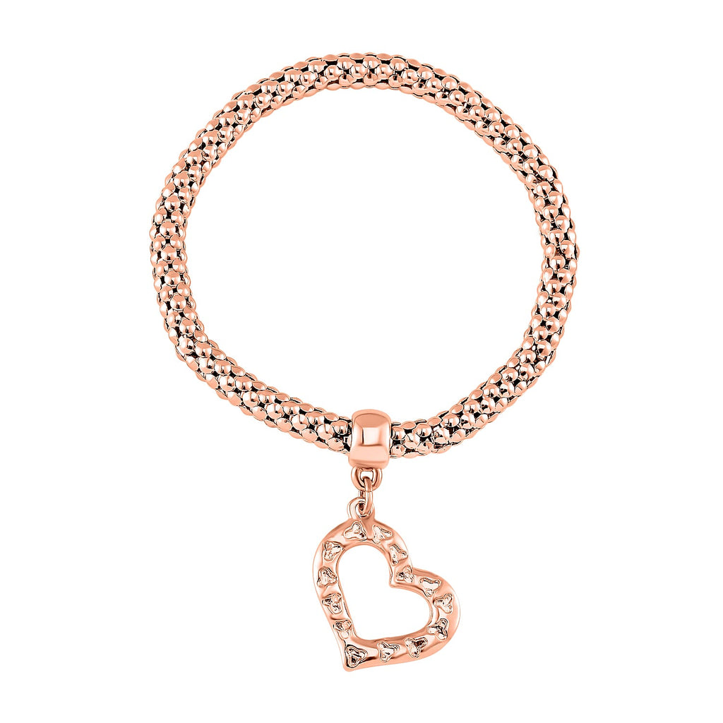 Set of 3 - White Austrian Crystal Heart Charms Bracelet (Size 7.5)