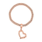 Set of 3 - White Austrian Crystal Heart Charms Bracelet (Size 7.5)