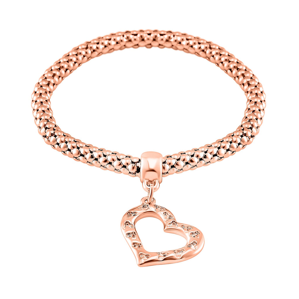Set of 3 - White Austrian Crystal Heart Charms Bracelet (Size 7.5)