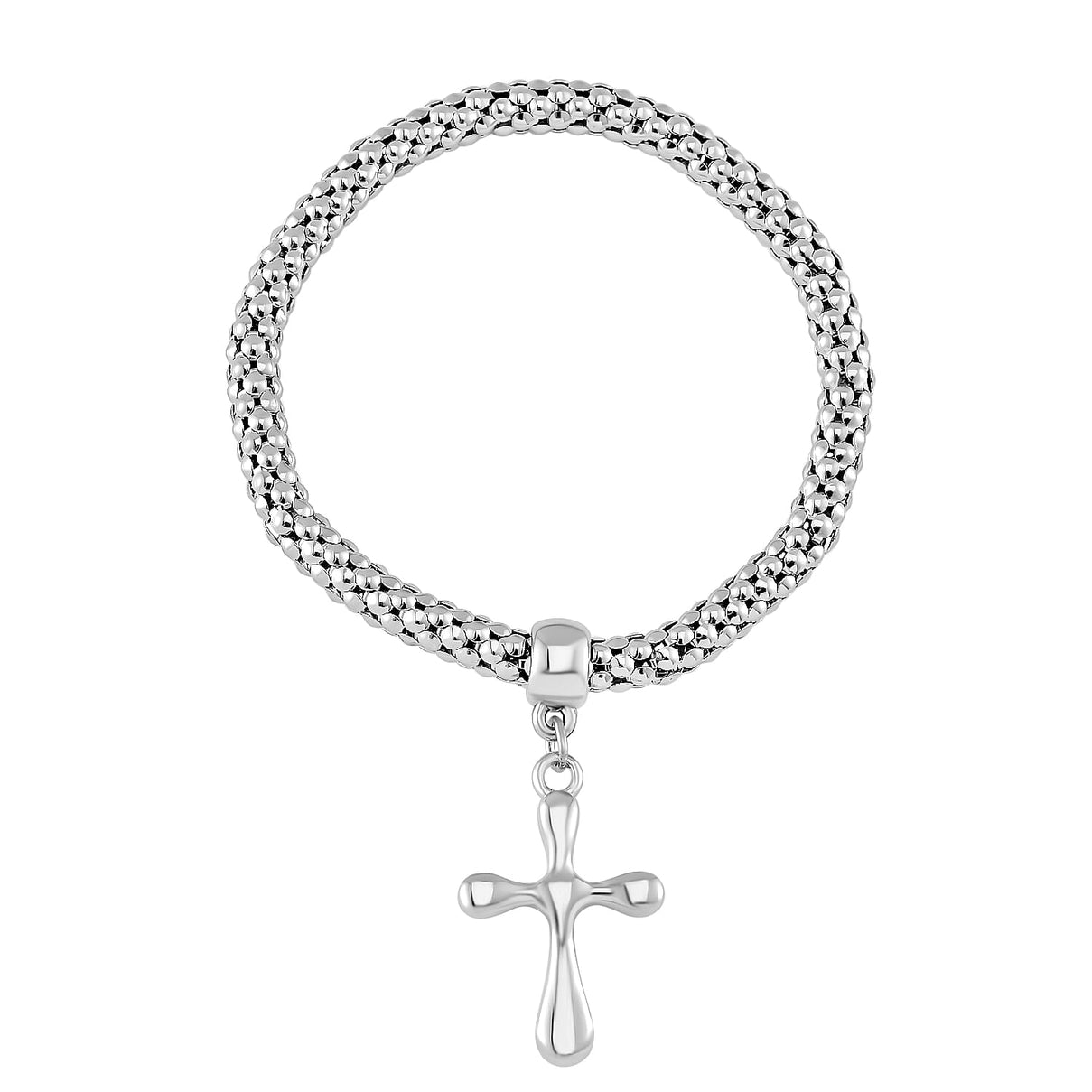 Set of 3 - White Austrian Crystal Cross Charms Bracelet (Size 7.5) 4289652 2