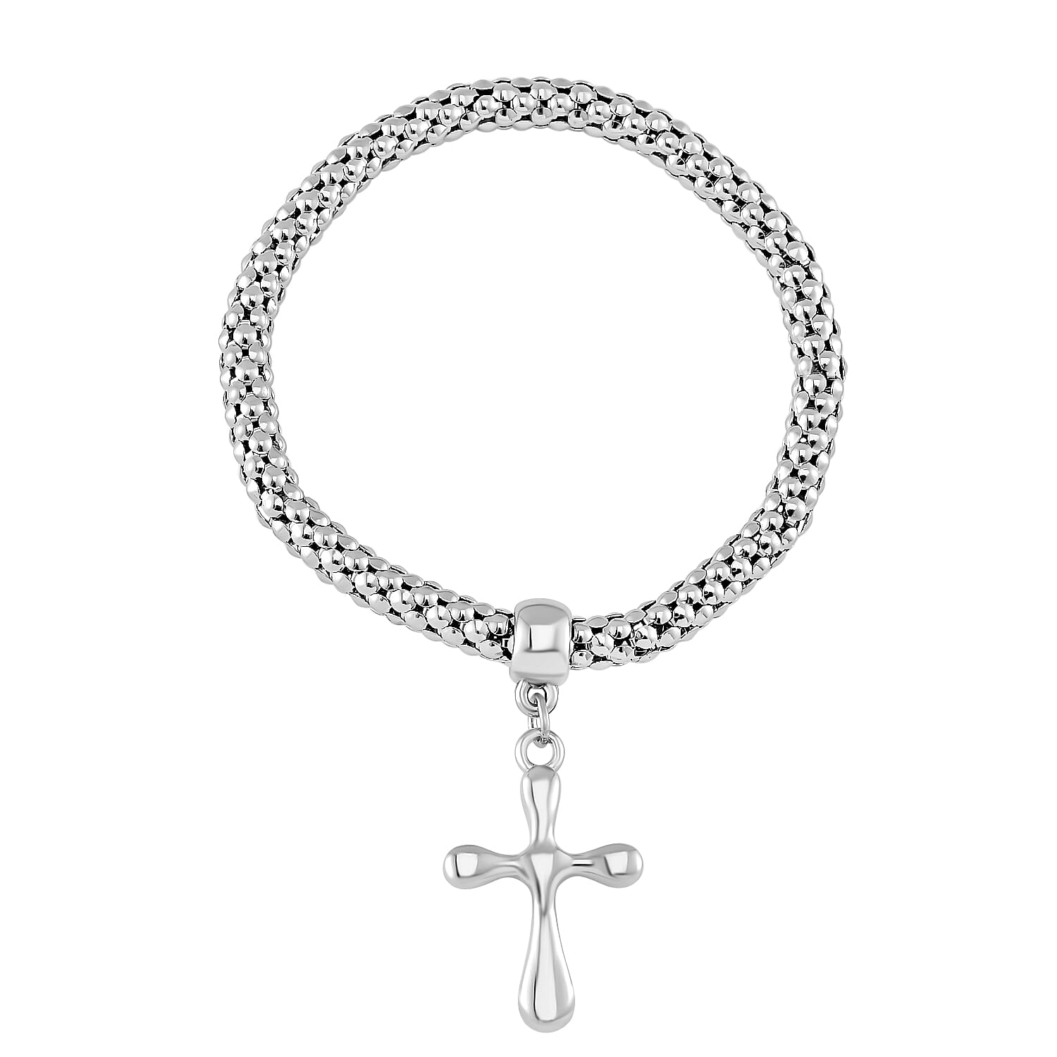 Set of 3 - White Austrian Crystal Cross Charms Bracelet (Size 7.5) 4289652 2