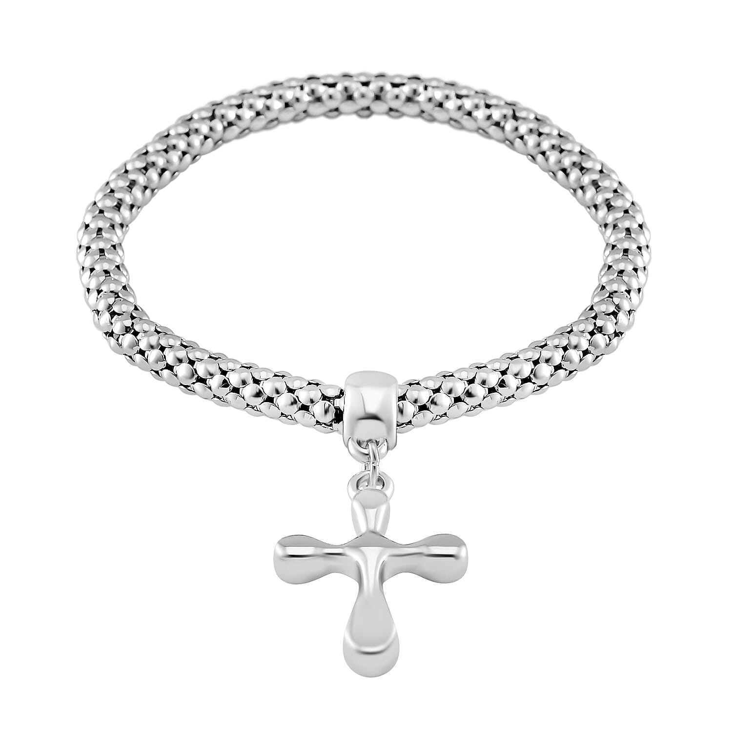 Set of 3 - White Austrian Crystal Cross Charms Bracelet (Size 7.5) 4289652 3