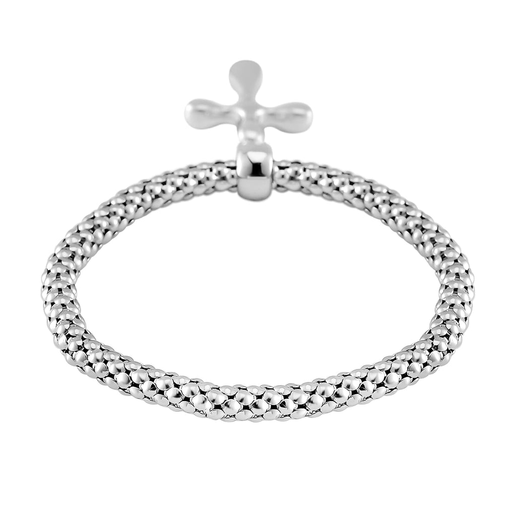 Set of 3 - White Austrian Crystal Cross Charms Bracelet (Size 7.5)