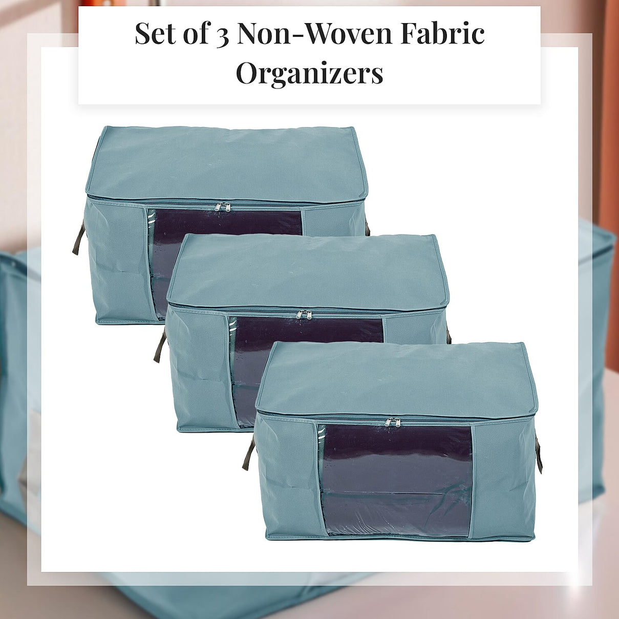Set of 3 Collapsible Storage Bags With Transparent Window - Grey 8041330 2